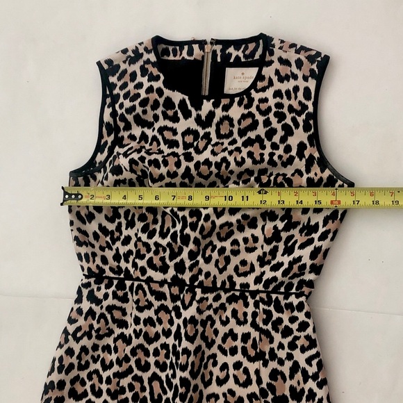 Kate Spade 4 Dress Black Tan Cream Animal Leopard print Pockets Excellent - Picture 3 of 9